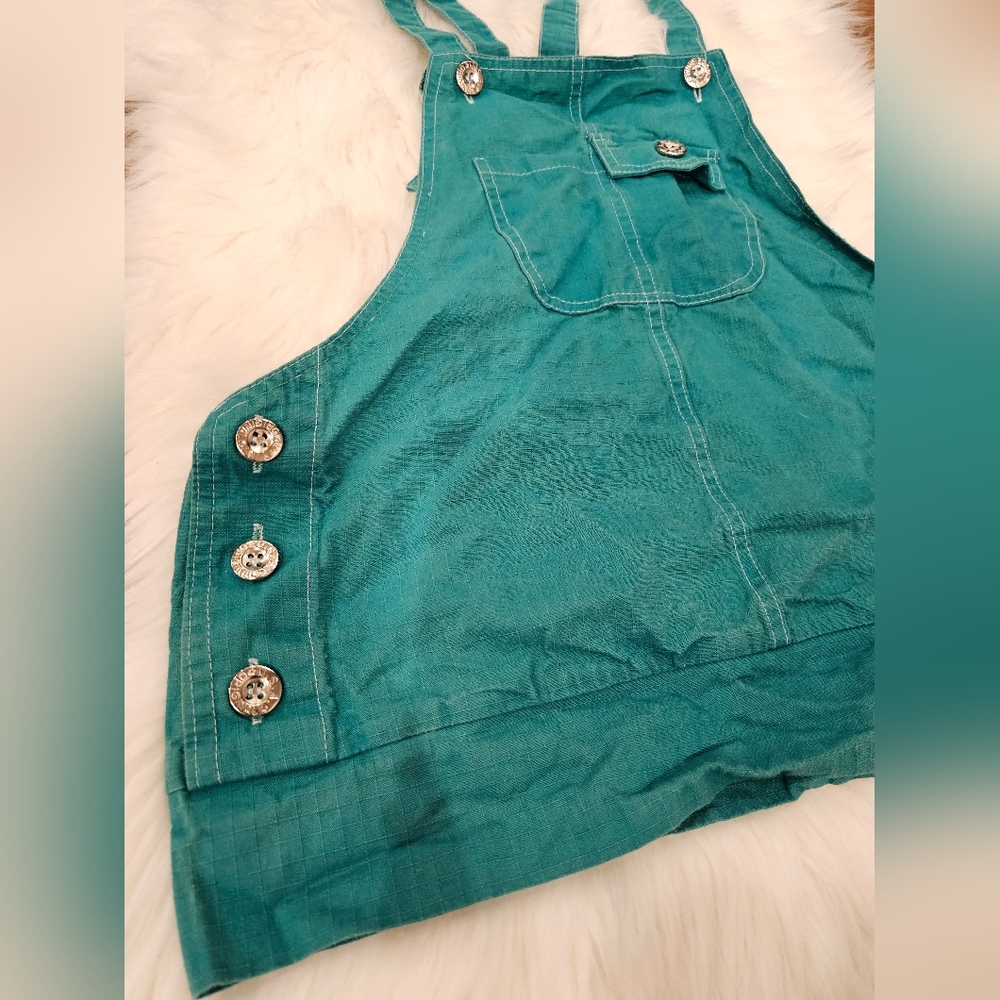 Vintage Teal Denim Overall Style Top - Picture 2 of 5